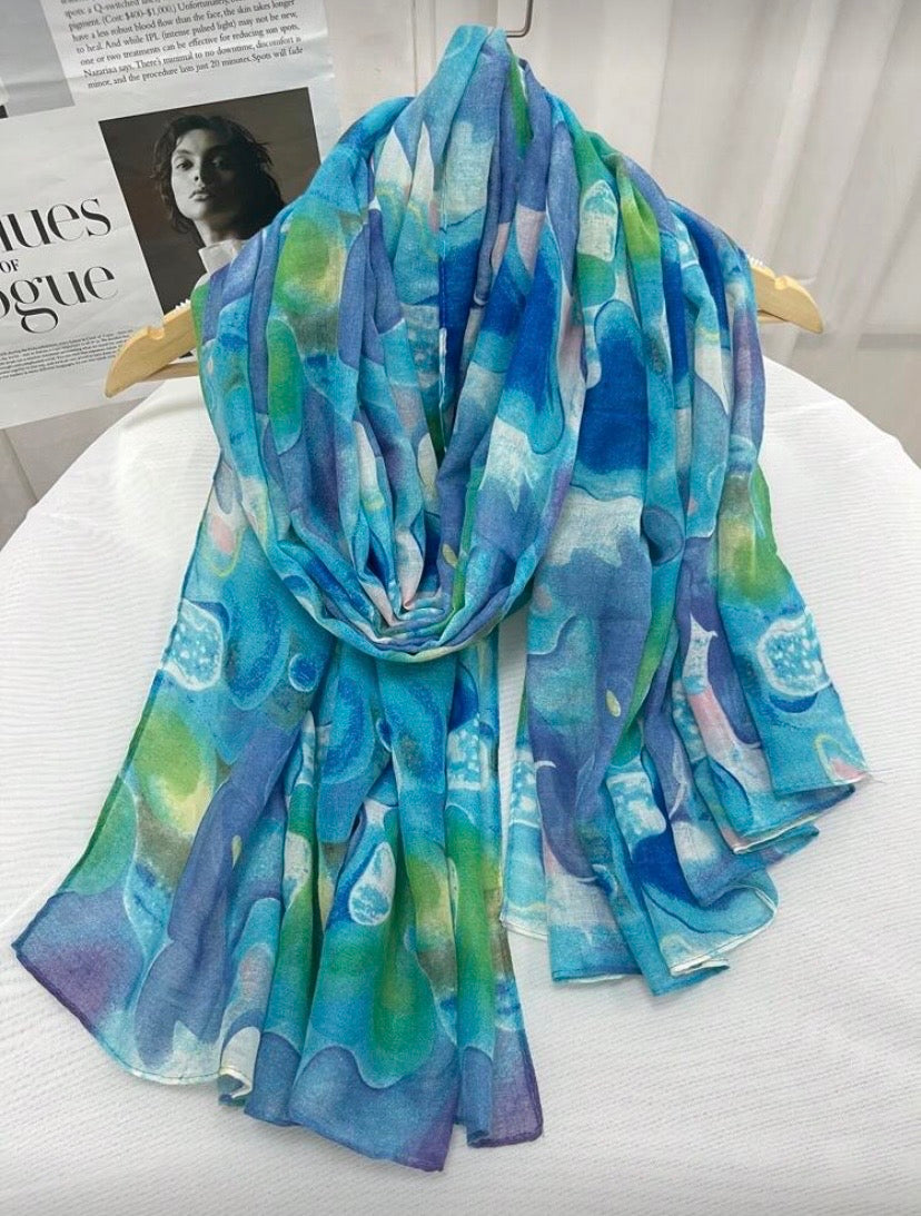 Foulard imprimé aléatoire bleu azur