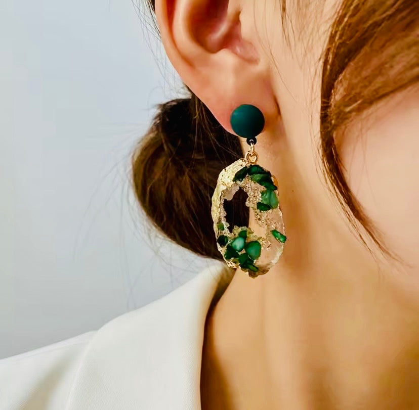 Boucle d’oreilles en émeraude vintage