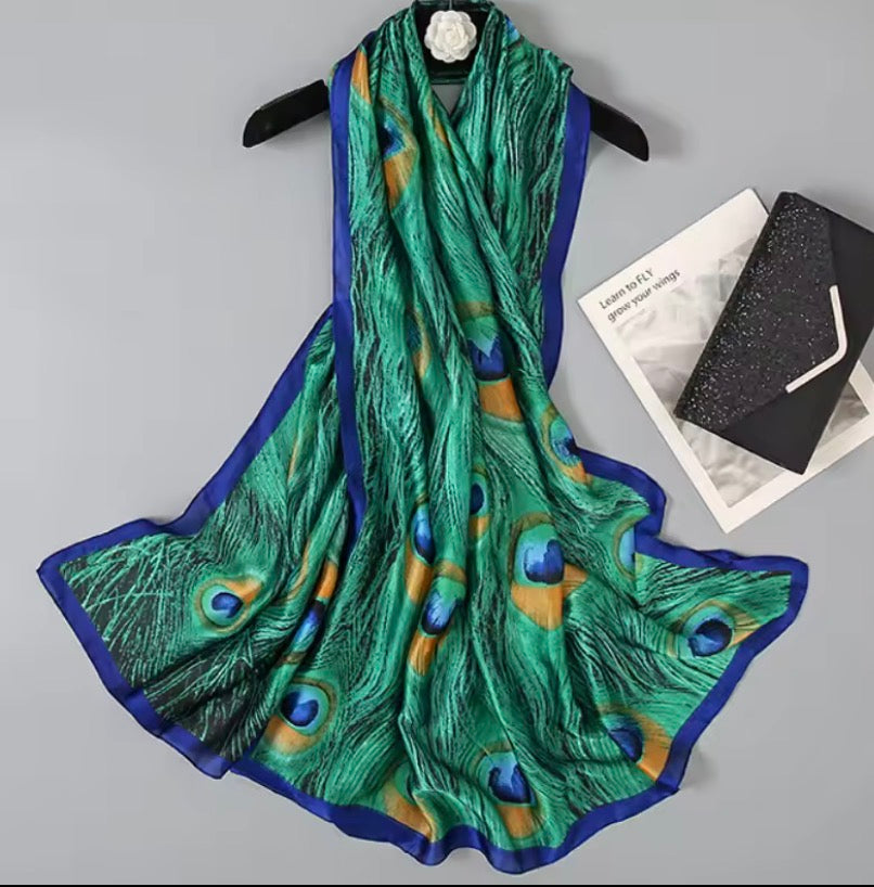 Foulard imprimé paon