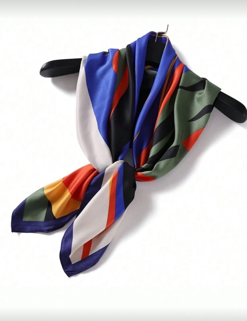 Foulard carré en satin imprimé bloc de couleur