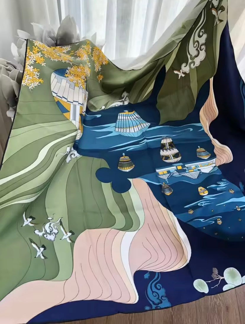 Écharpe carré en soie pure