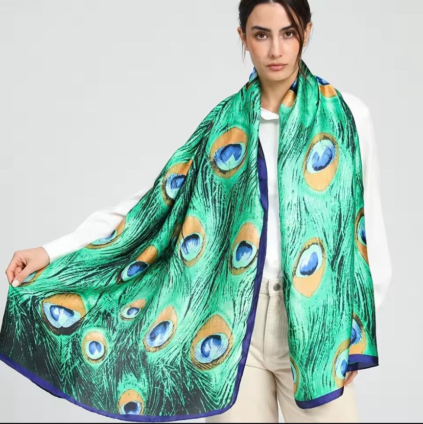 Foulard imprimé paon