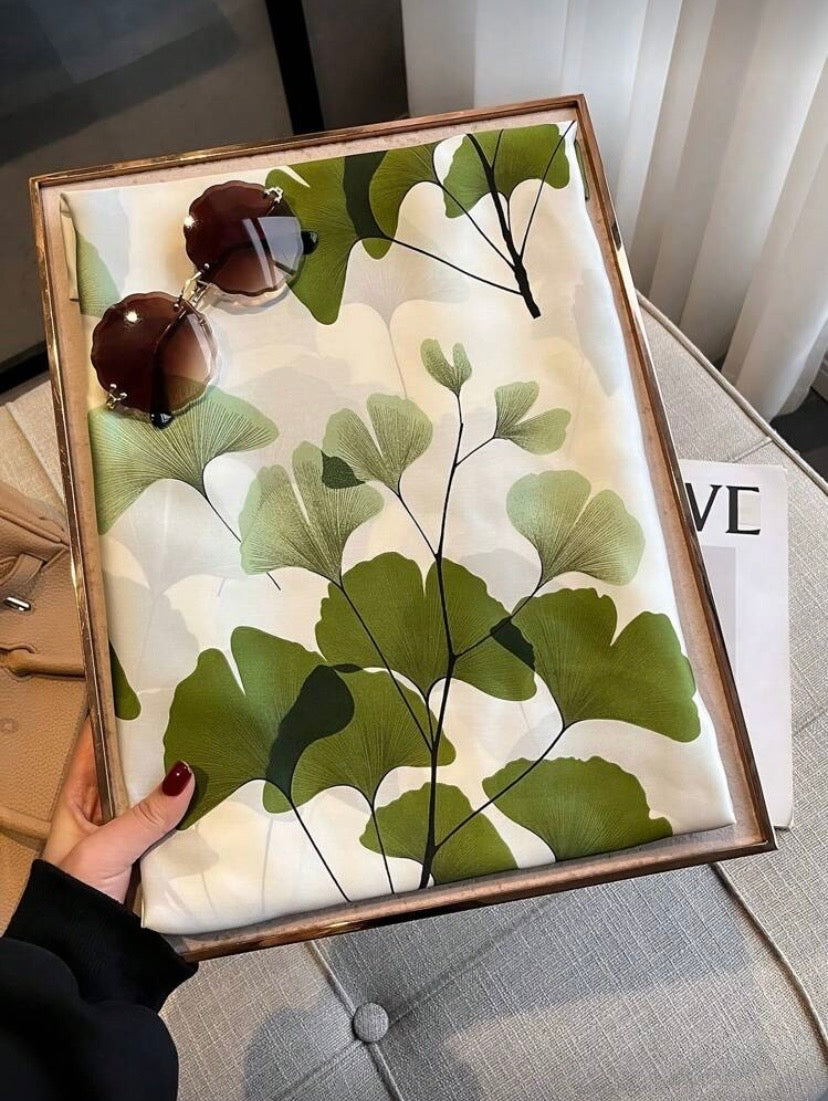 Foulard imprimé feuille de ginkgo élégant