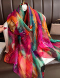 Foulard imprimé en mousseline de soie très colorée