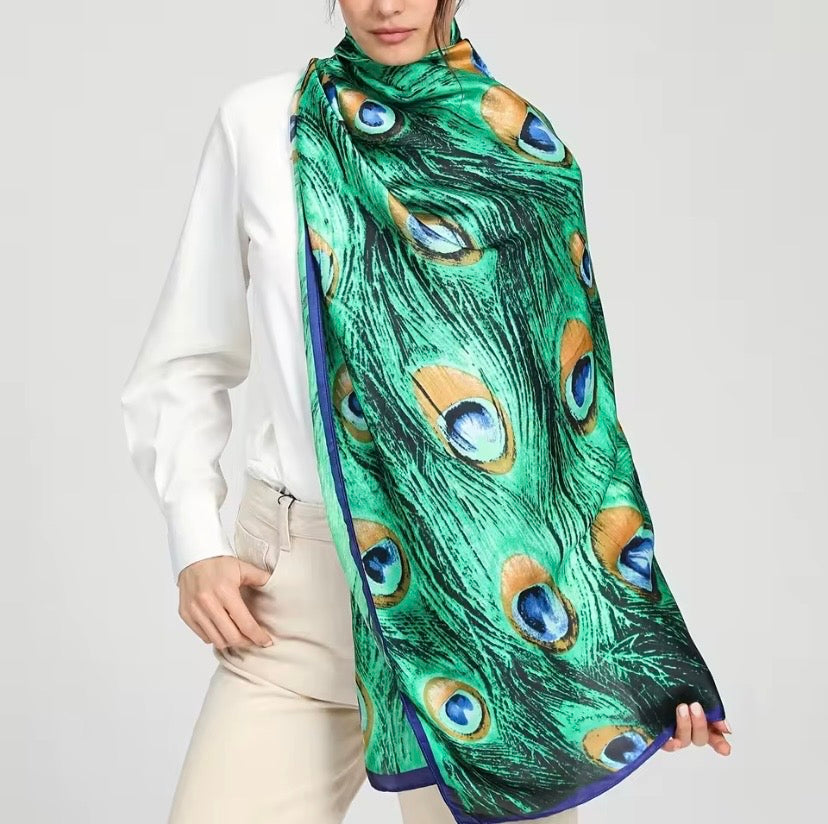 Foulard imprimé paon