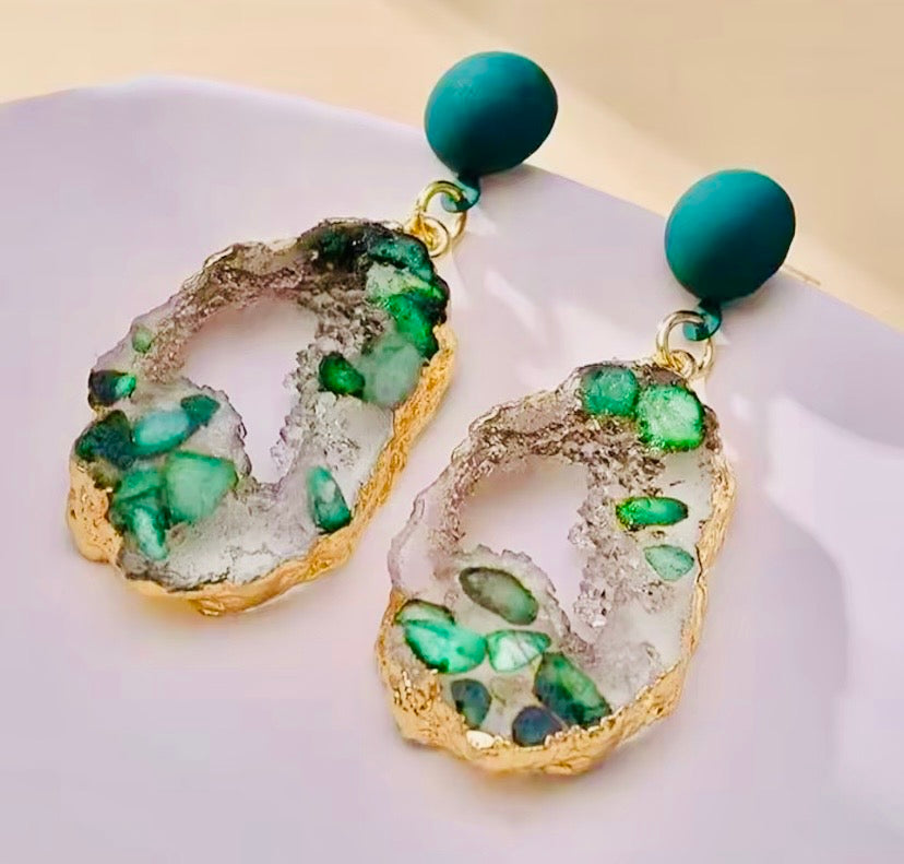 Boucle d’oreilles en émeraude vintage